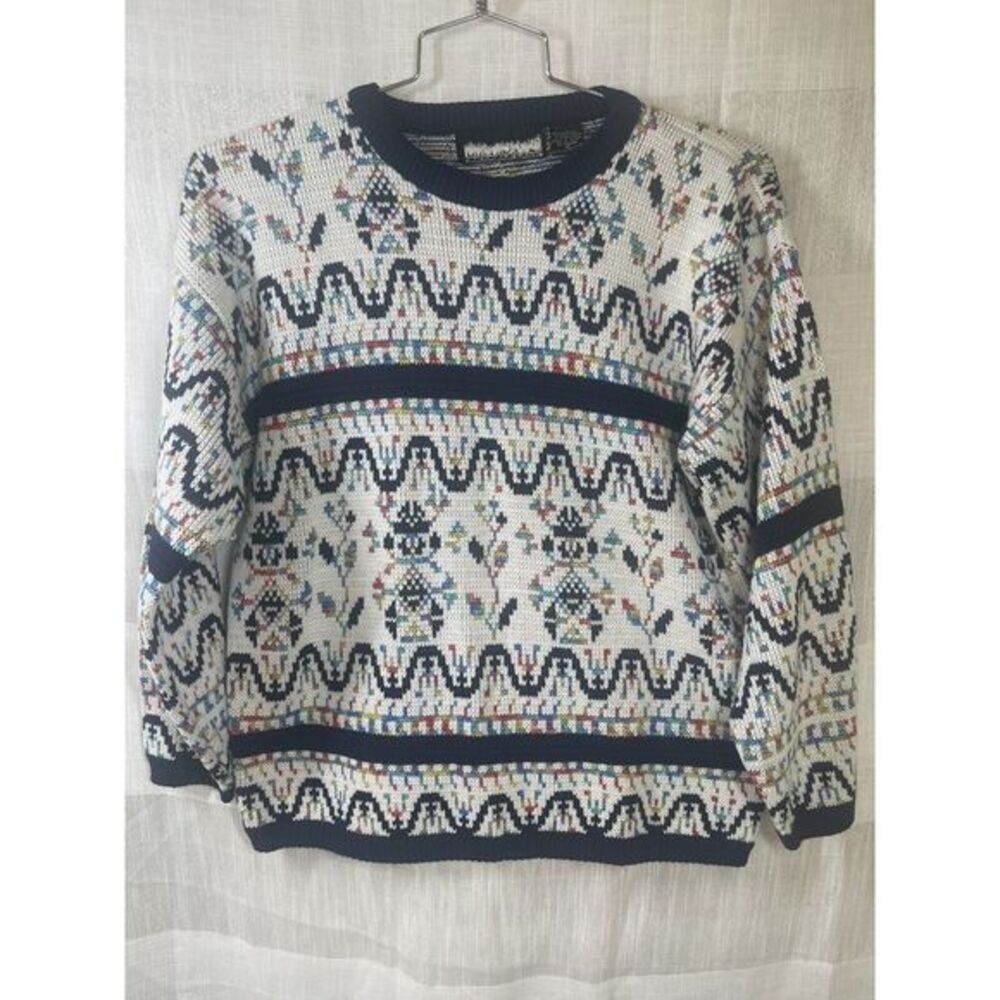 Vintage 80’s Bramble Lane Colorful Chunky Knit Sweater. Size Medium EUC